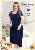 فستان منزلي نسائي من دينا مود موديل 586 بألوان متعددة أسود وكحلي وأحمر