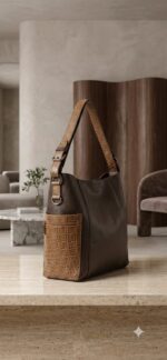 Women's leather shoulder bag – luxurious design with a prominent side pocket