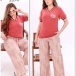 طقم نسائي ريناد 2574 تيشرت وبنطلون واسع