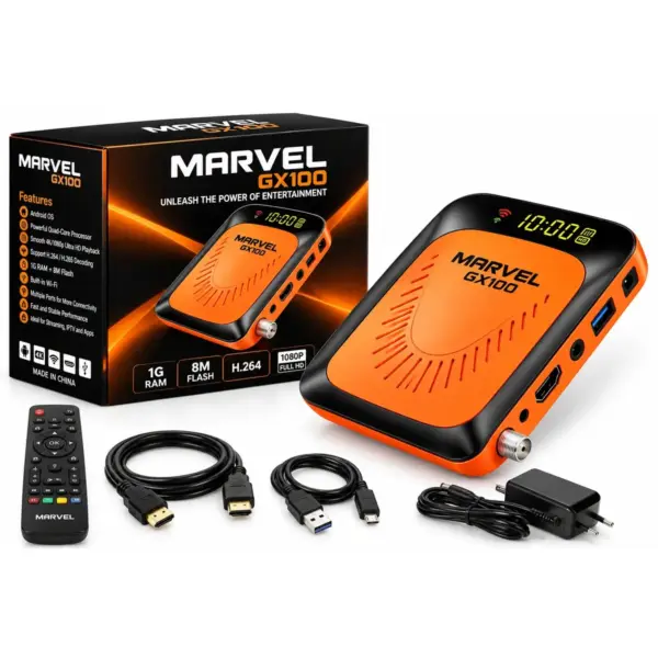 رسيفر Marvel GX100 Android - 1GB RAM/8GB Flash - 4K - برتقالي