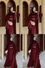 عباية سلطانة شتوية قطيفة حريمي - لون أسود ونبيتي