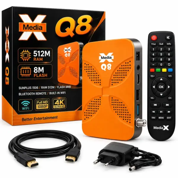 رسيفر Media X Q8 4K - RAM 512MB/Flash 8MB - برتقالي