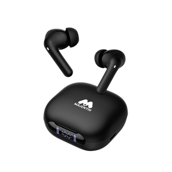 سماعات أذن لاسلكية MAJENTIK Vibra V5 بإلغاء الضوضاء ANC وشاشة رقمية - أسود